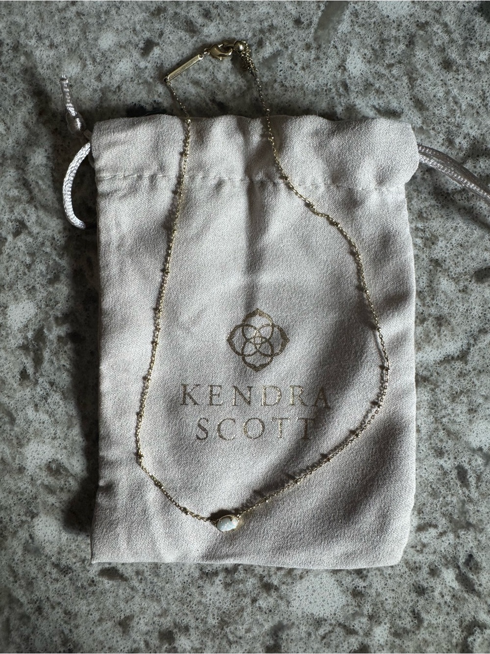 Kendra Scott Gold Necklace with White Stone